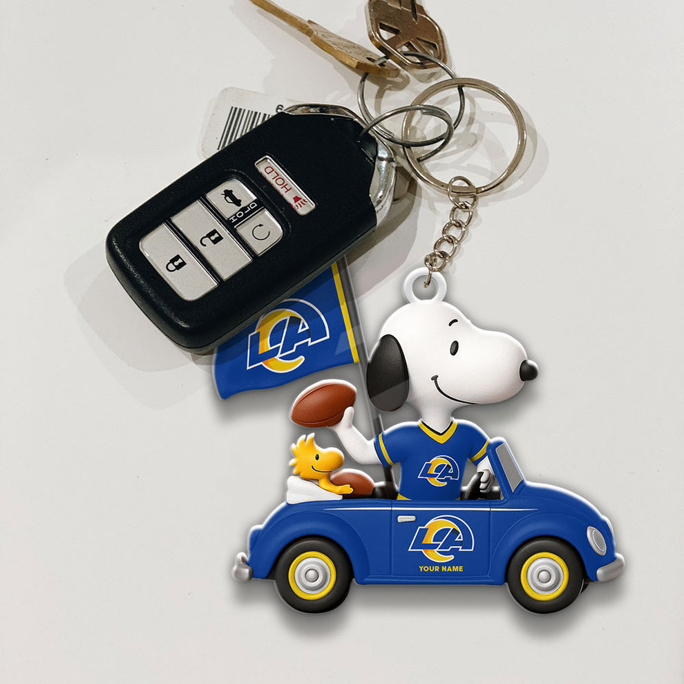 LIMITED EDITION - NEW CUSTOMIZED NFL22 LAR LOS ANGELES RAMS SPECIAL CAR SNOOPDOG KEYCHAIN