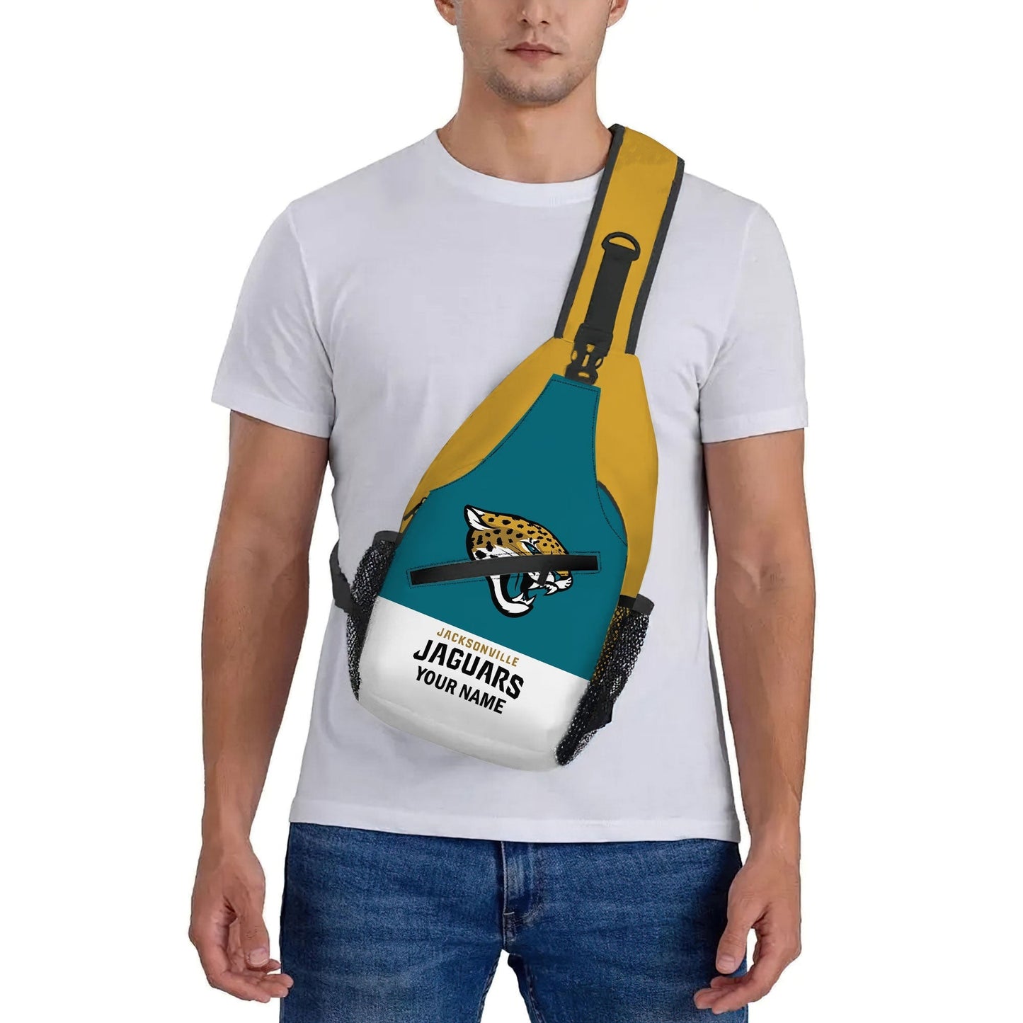 LIMITED EDITION - NEW CUSTOMIZED NFL30 JSJ JACKSONVILLE JAGUARS SLING BAG