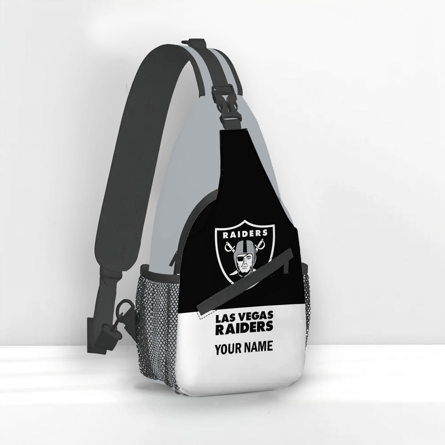 LIMITED EDITION - NEW CUSTOMIZED NFL07 LVR LAS VEGAS RAIDERS SLING BAG
