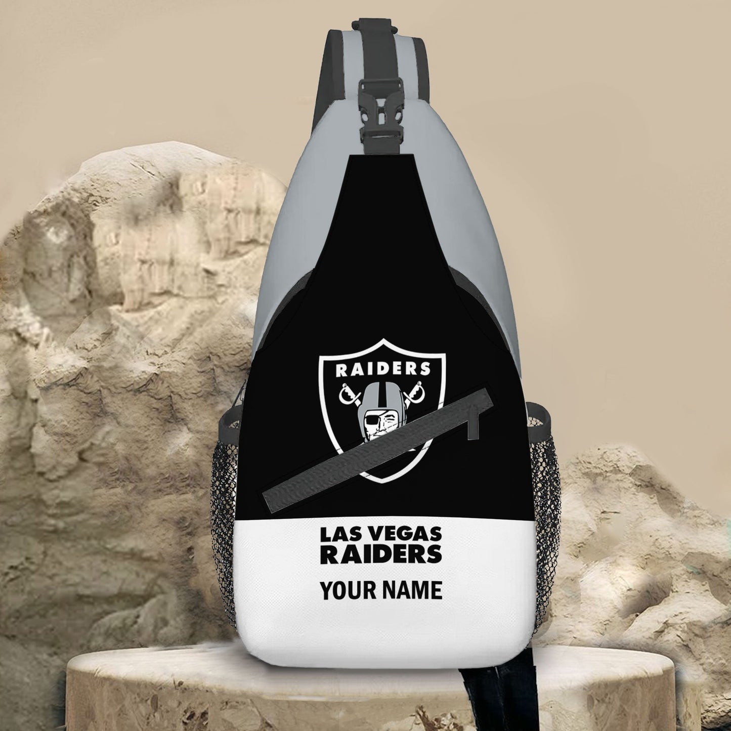 LIMITED EDITION - NEW CUSTOMIZED NFL07 LVR LAS VEGAS RAIDERS SLING BAG