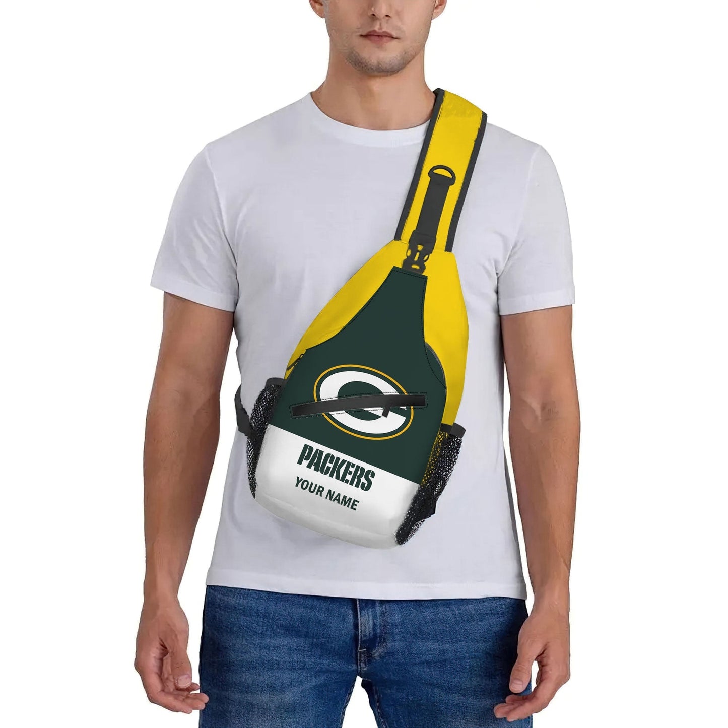 LIMITED EDITION - NEW CUSTOMIZED NFL08 GBP GREEN BAY PACKERS SLING BAG