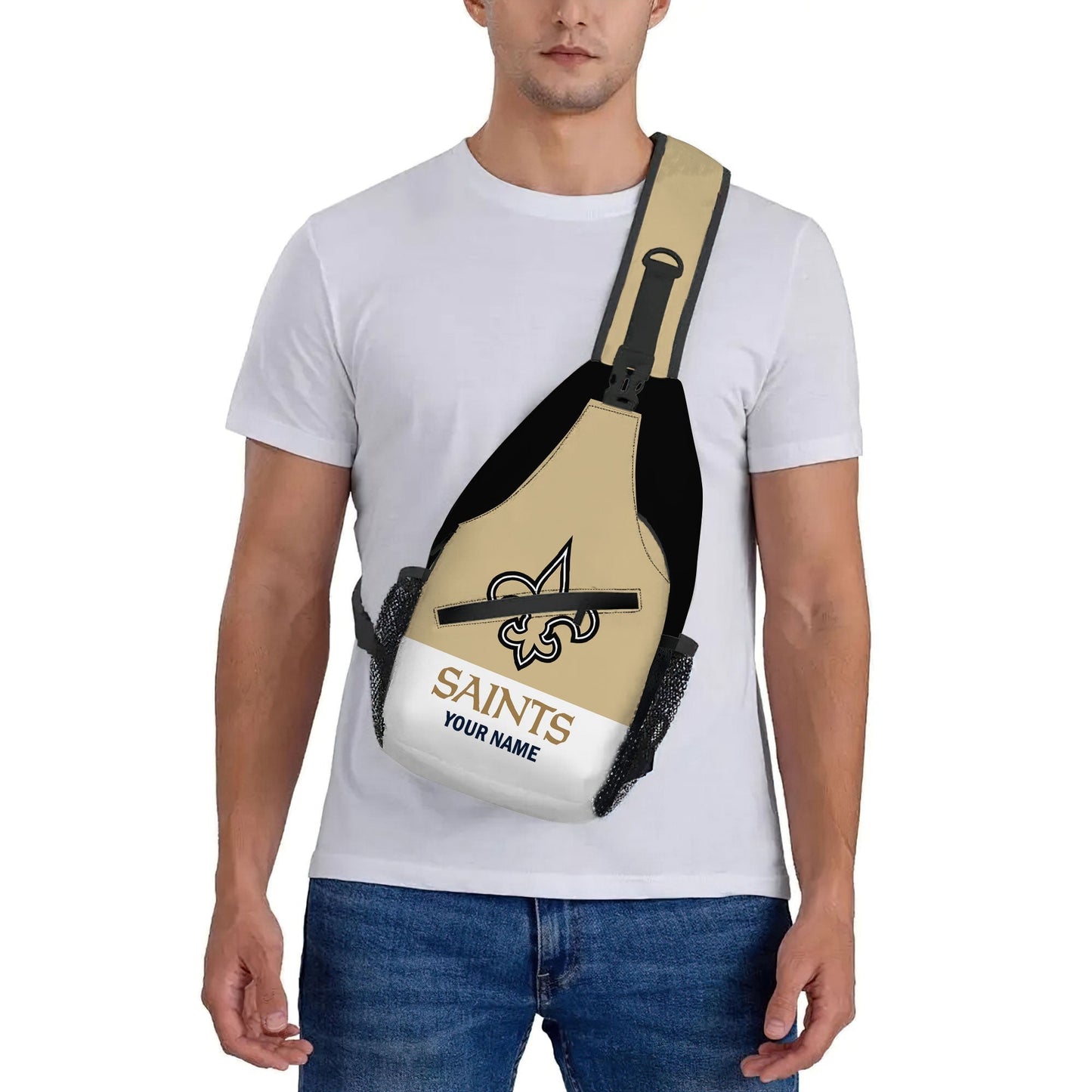 LIMITED EDITION - NEW CUSTOMIZED NFL24 NOS NEW ORLEANS SAINTS SLING BAG