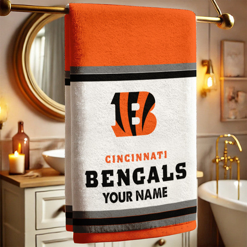LIMITED EDITION - NEW CUSTOMIZED NFL16 CCB CINCINNATI BENGALS BATH TOWEL
