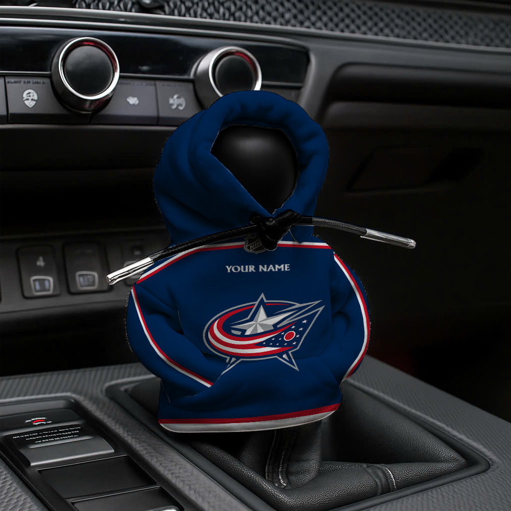 LIMITED EDITION - NEW CUSTOMIZED NHL18 CBJ COLUMBUS BLUE JACKETS AUTOMOTIVE HOODIE SHIFT KNOB COVER
