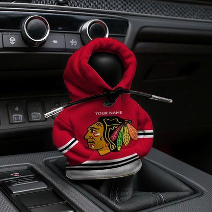 LIMITED EDITION - NEW CUSTOMIZED NHL08 CBH CHICAGO BLACKHAWKS AUTOMOTIVE HOODIE SHIFT KNOB COVER