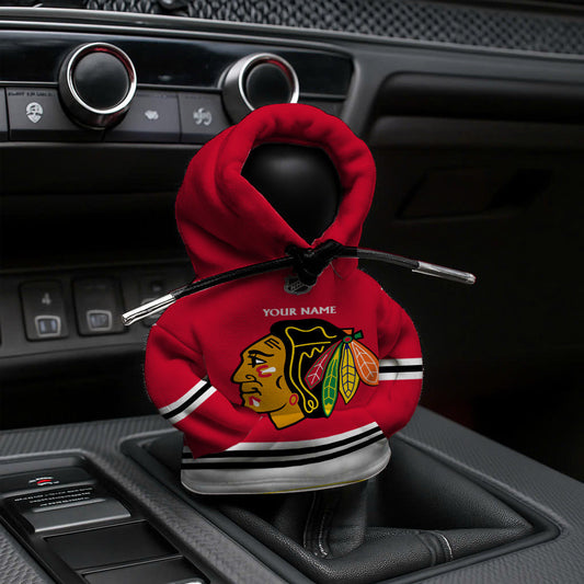 LIMITED EDITION - NEW CUSTOMIZED NHL08 CBH CHICAGO BLACKHAWKS AUTOMOTIVE HOODIE SHIFT KNOB COVER