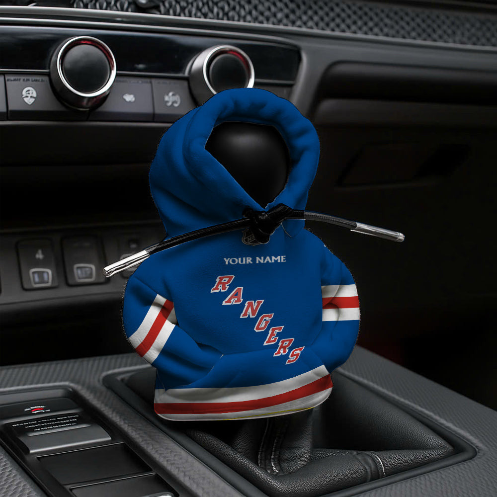 LIMITED EDITION - NEW CUSTOMIZED NHL24 NYR NEW YORK RANGERS AUTOMOTIVE HOODIE SHIFT KNOB COVER