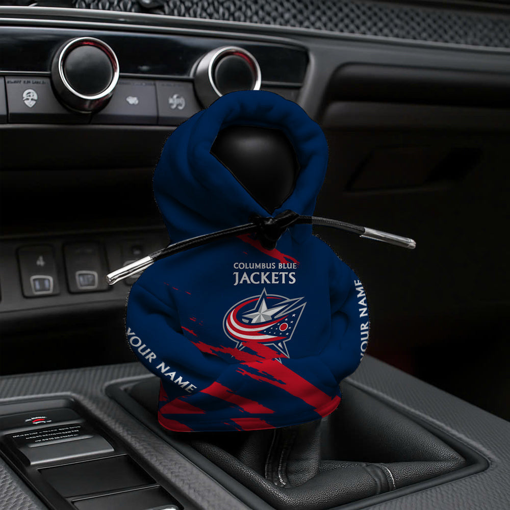 LIMITED EDITION - NEW CUSTOMIZED NHL18 CBJ COLUMBUS BLUE JACKETS AUTOMOTIVE HOODIE SHIFT KNOB COVER
