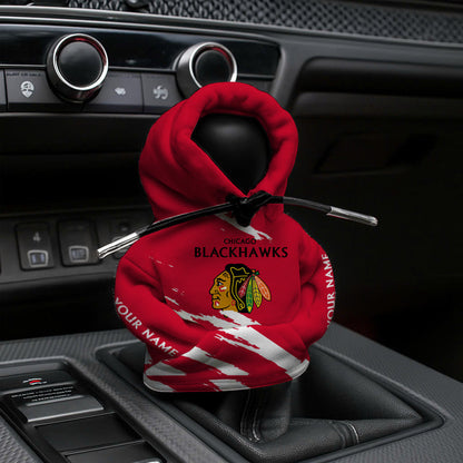 LIMITED EDITION - NEW CUSTOMIZED NHL08 CBH CHICAGO BLACKHAWKS AUTOMOTIVE HOODIE SHIFT KNOB COVER