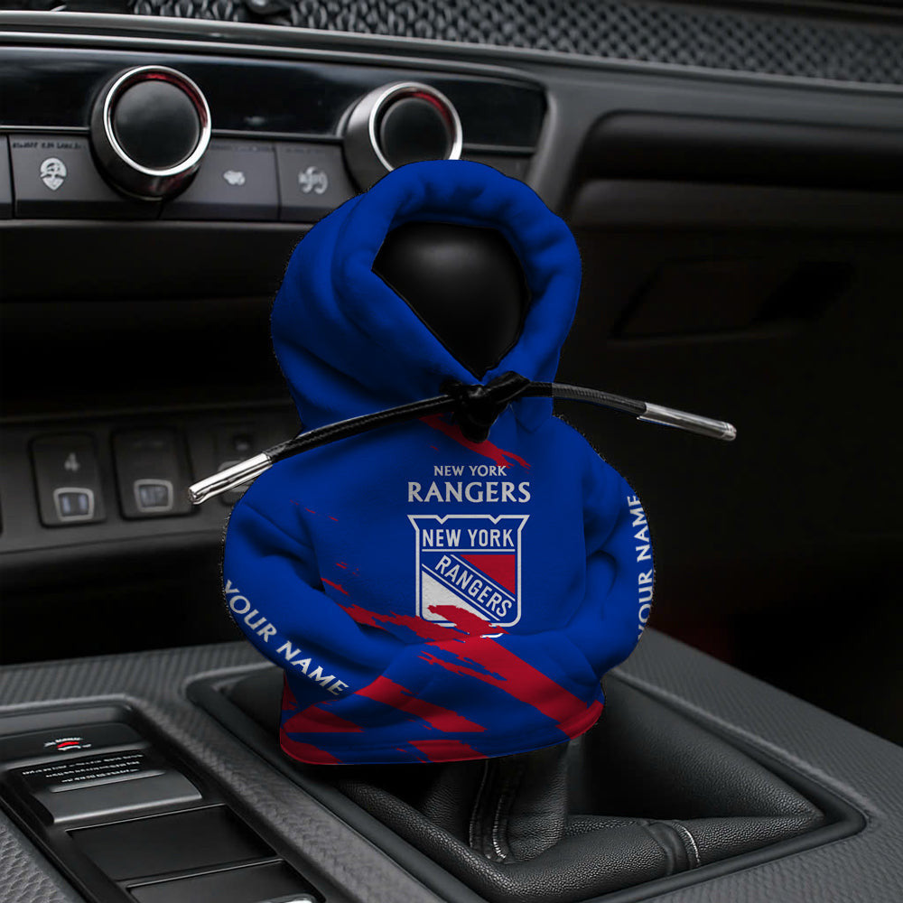 LIMITED EDITION - NEW CUSTOMIZED NHL24 NYR NEW YORK RANGERS AUTOMOTIVE HOODIE SHIFT KNOB COVER