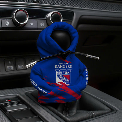 LIMITED EDITION - NEW CUSTOMIZED NHL24 NYR NEW YORK RANGERS AUTOMOTIVE HOODIE SHIFT KNOB COVER