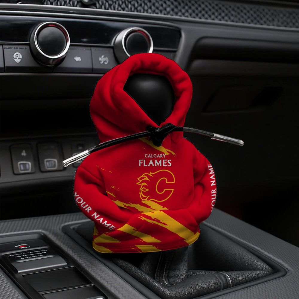 LIMITED EDITION - NEW CUSTOMIZED NHL17 CGF CALGARY FLAMES AUTOMOTIVE HOODIE SHIFT KNOB COVER