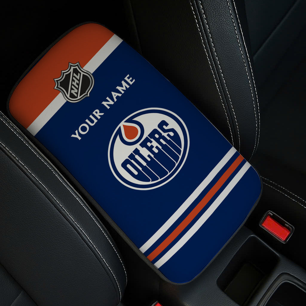 LIMITED EDITION - NEW CUSTOMIZED NHL03 EMO EDMONTON OILERS CAR ARMREST PAD COVER