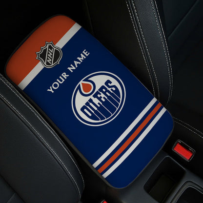 LIMITED EDITION - NEW CUSTOMIZED NHL03 EMO EDMONTON OILERS CAR ARMREST PAD COVER