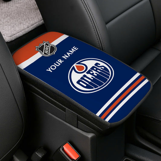 LIMITED EDITION - NEW CUSTOMIZED NHL03 EMO EDMONTON OILERS CAR ARMREST PAD COVER