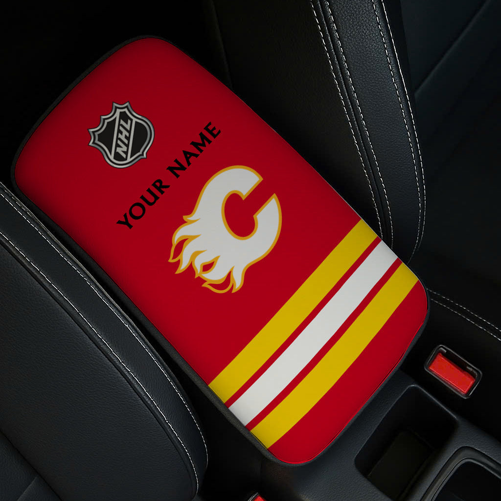 LIMITED EDITION - NEW CUSTOMIZED NHL17 CGF CALGARY FLAMES CAR ARMREST PAD COVER