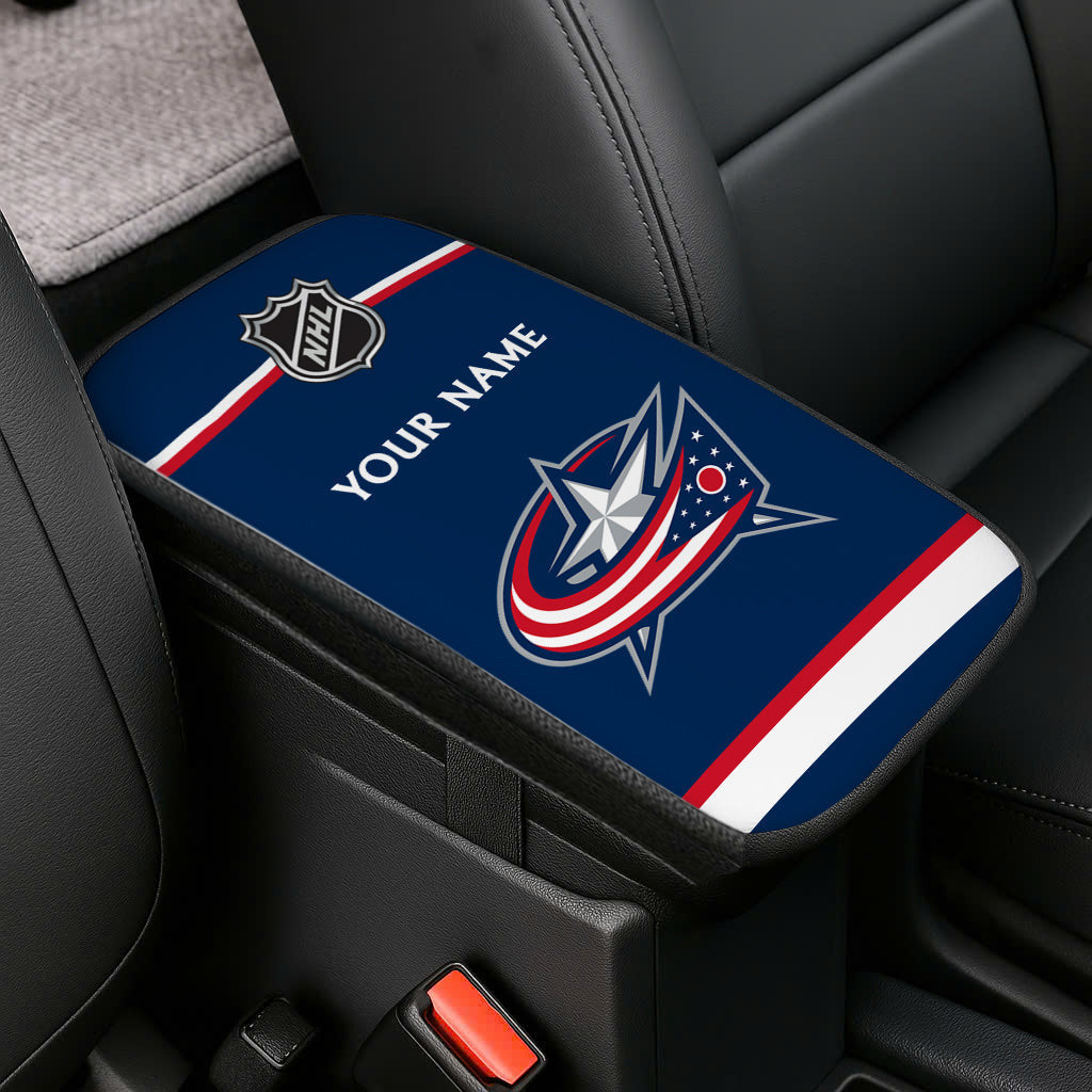 LIMITED EDITION - NEW CUSTOMIZED NHL18 CBJ COLUMBUS BLUE JACKETS CAR ARMREST PAD COVER