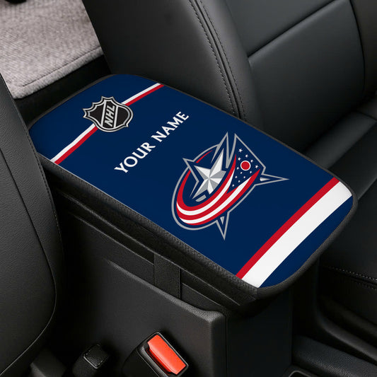 LIMITED EDITION - NEW CUSTOMIZED NHL18 CBJ COLUMBUS BLUE JACKETS CAR ARMREST PAD COVER