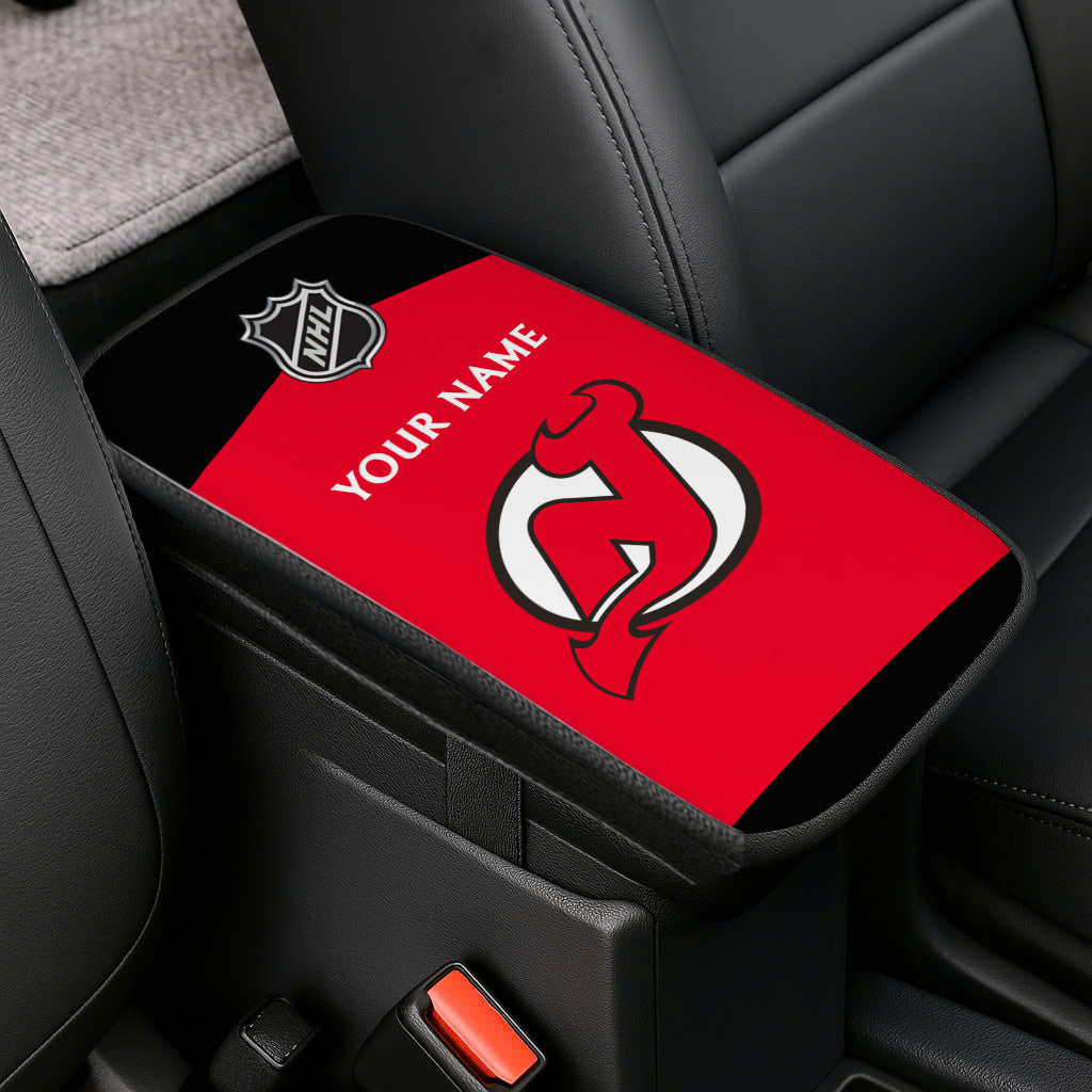 LIMITED EDITION - NEW CUSTOMIZED NHL06 NJD NEW JERSEY DEVILS CAR ARMREST PAD COVER