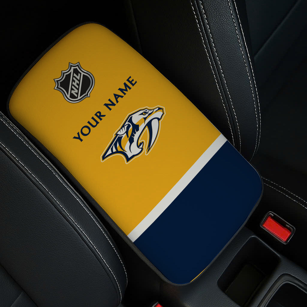 LIMITED EDITION - NEW CUSTOMIZED NHL31 NVP NASHVILLE PREDATORS CAR ARMREST PAD COVER