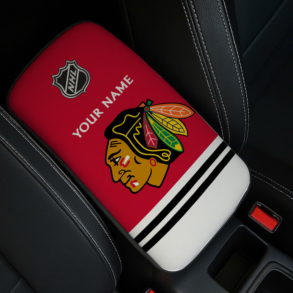 LIMITED EDITION - NEW CUSTOMIZED NHL08 CBH CHICAGO BLACKHAWKS CAR ARMREST PAD COVER