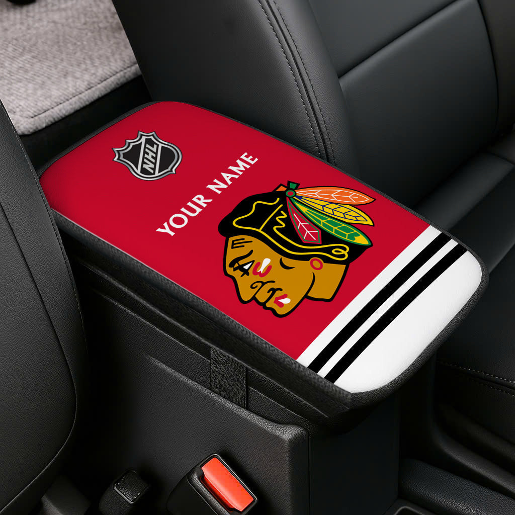 LIMITED EDITION - NEW CUSTOMIZED NHL08 CBH CHICAGO BLACKHAWKS CAR ARMREST PAD COVER