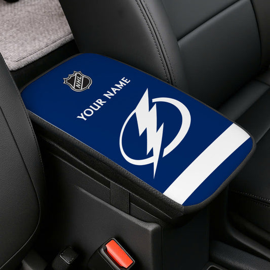 LIMITED EDITION - NEW CUSTOMIZED NHL12 TPL TAMPA BAY LIGHTNING CAR ARMREST PAD COVER