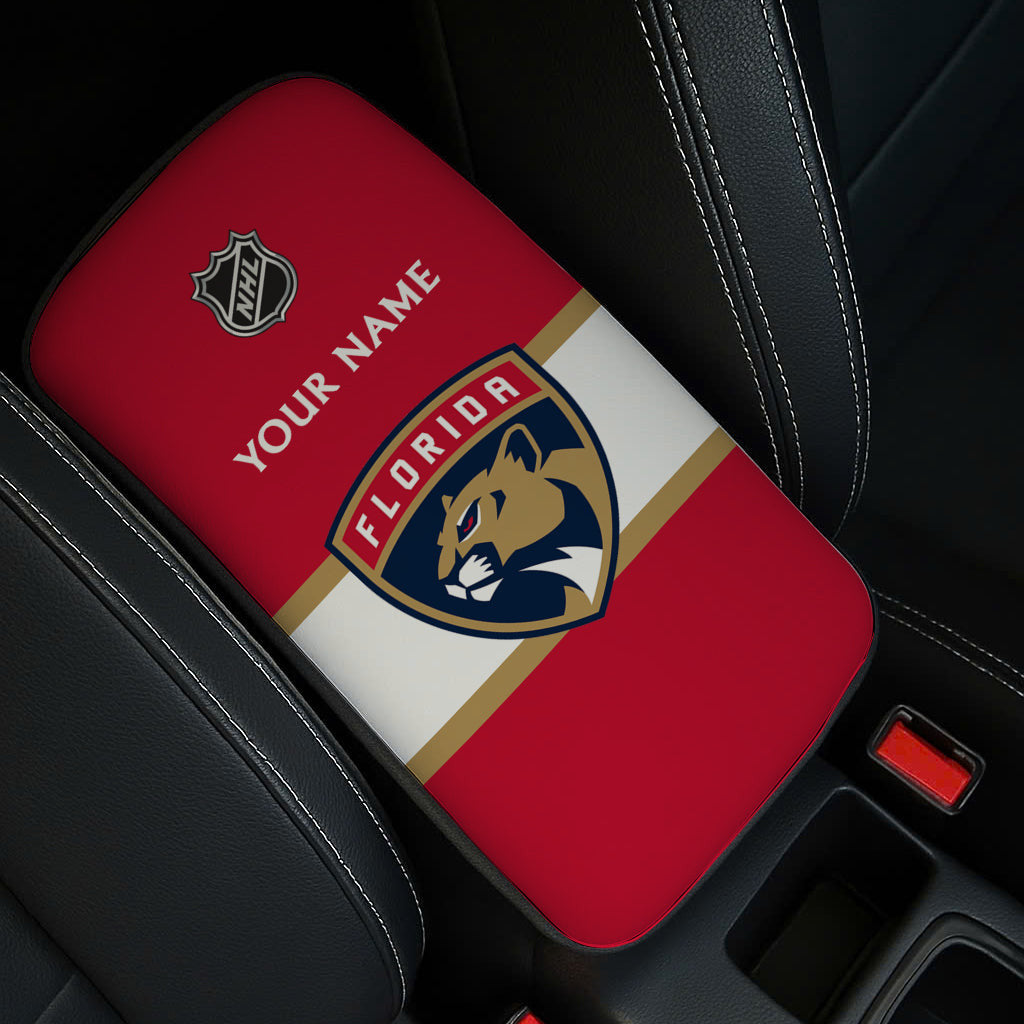 LIMITED EDITION - NEW CUSTOMIZED NHL01 FPT FLORIDA PANTHERS CAR ARMREST PAD COVER