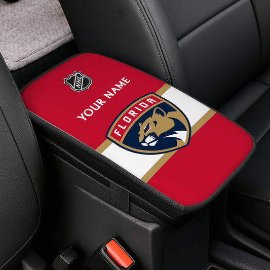LIMITED EDITION - NEW CUSTOMIZED NHL01 FPT FLORIDA PANTHERS CAR ARMREST PAD COVER