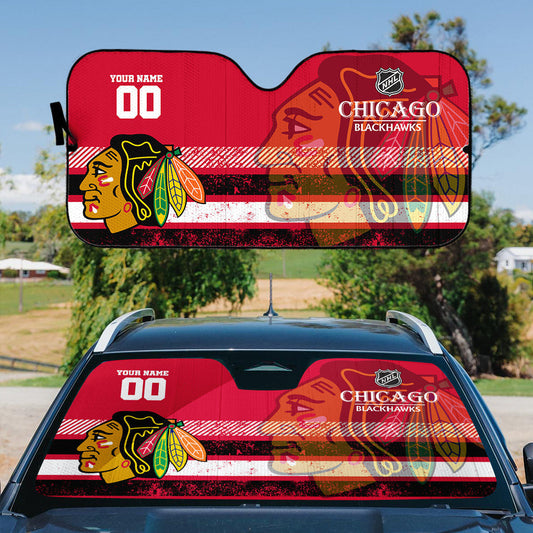 LIMITED EDITION - NEW CUSTOMIZED NHL08 CBH CHICAGO BLACKHAWKS AUTO WINDSHIELD SHADE