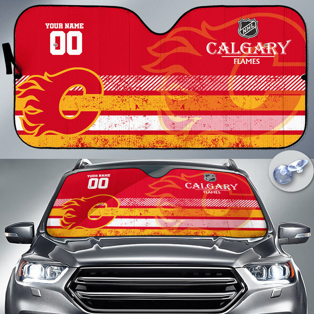LIMITED EDITION - NEW CUSTOMIZED NHL17 CGF CALGARY FLAMES AUTO WINDSHIELD SHADE
