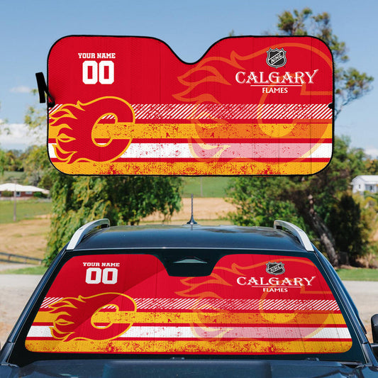 LIMITED EDITION - NEW CUSTOMIZED NHL17 CGF CALGARY FLAMES AUTO WINDSHIELD SHADE