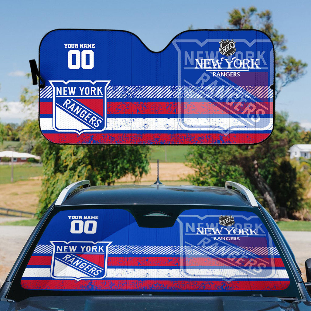 LIMITED EDITION - NEW CUSTOMIZED NHL24 NYR NEW YORK RANGERS AUTO WINDSHIELD SHADE