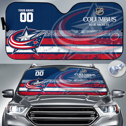 LIMITED EDITION - NEW CUSTOMIZED NHL18 CBJ COLUMBUS BLUE JACKETS AUTO WINDSHIELD SHADE