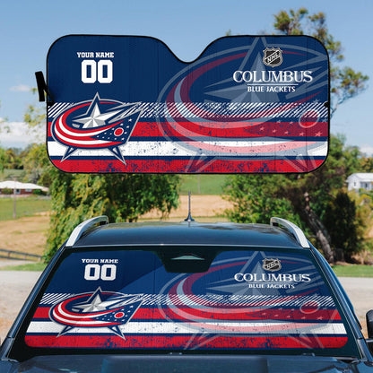 LIMITED EDITION - NEW CUSTOMIZED NHL18 CBJ COLUMBUS BLUE JACKETS AUTO WINDSHIELD SHADE