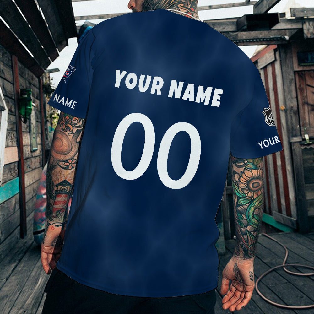 LIMITED EDITION - NEW CUSTOMIZED NHL18 CBJ COLUMBUS BLUE JACKETS T-SHIRT