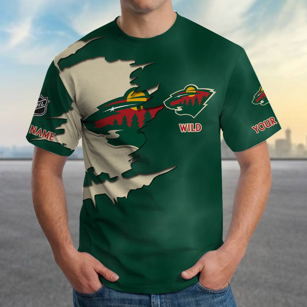LIMITED EDITION - NEW CUSTOMIZED NHL13 MNW MINNESOTA WILD T-SHIRT
