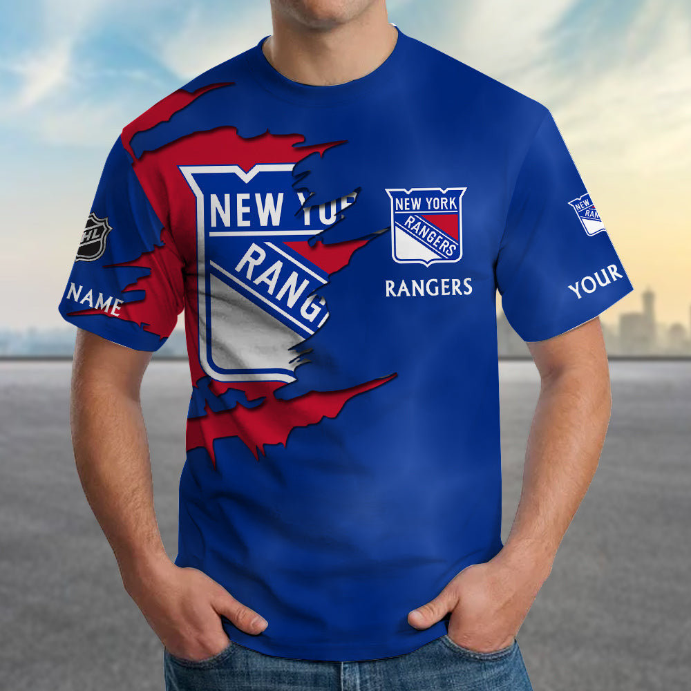 LIMITED EDITION - NEW CUSTOMIZED NHL24 NYR NEW YORK RANGERS T-SHIRT