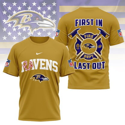 LIMITED EDITION - NEW CUSTOMIZED NFL28 BTR BALTIMORE RAVENS FIRE DEPT 3D SHIRT