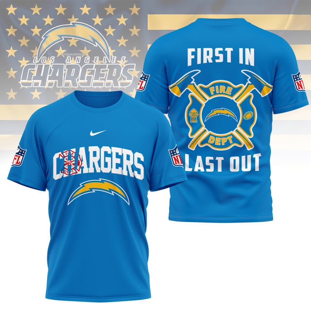 LIMITED EDITION - NEW CUSTOMIZED NFL09 LAC LOS ANGELES CHARGERS FIRE DEPT 3D SHIRT