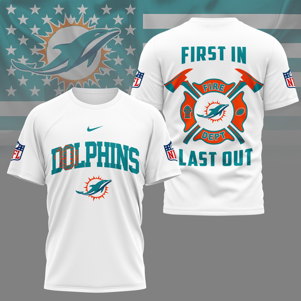 LIMITED EDITION - NEW CUSTOMIZED NFL19 MDP MIAMI DOLPHINS FIRE DEPT 3D SHIRT