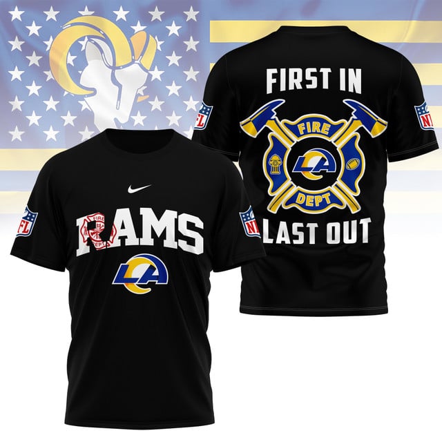 LIMITED EDITION - NEW CUSTOMIZED NFL22 LAR LOS ANGELES RAMS FIRE DEPT 3D SHIRT