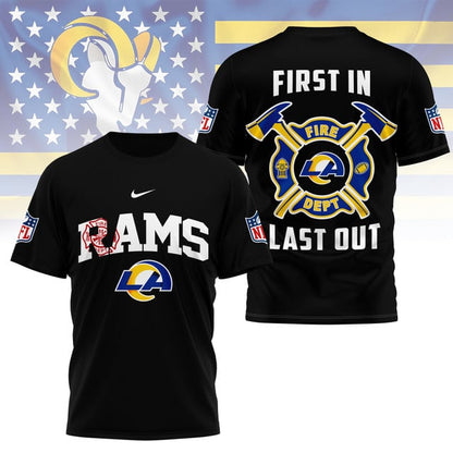 LIMITED EDITION - NEW CUSTOMIZED NFL22 LAR LOS ANGELES RAMS FIRE DEPT 3D SHIRT