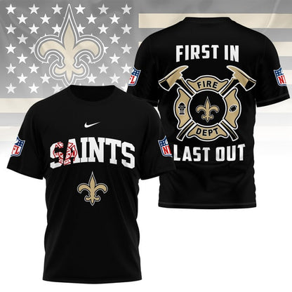 LIMITED EDITION - NEW CUSTOMIZED NFL24 NOS NEW ORLEANS SAINTS FIRE DEPT 3D SHIRT