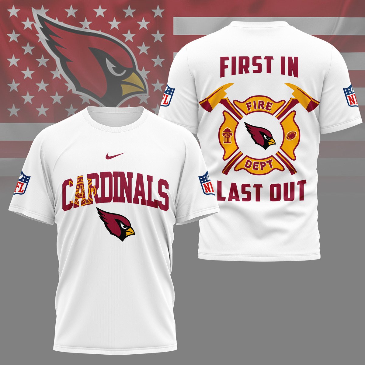 LIMITED EDITION - NEW CUSTOMIZED NFL20 ARC ARIZONA CARDINALS FIRE DEPT 3D SHIRT