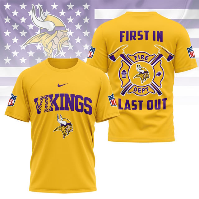 LIMITED EDITION - NEW CUSTOMIZED NFL05 MVK MINNESOTA VIKINGS FIRE DEPT 3D SHIRT