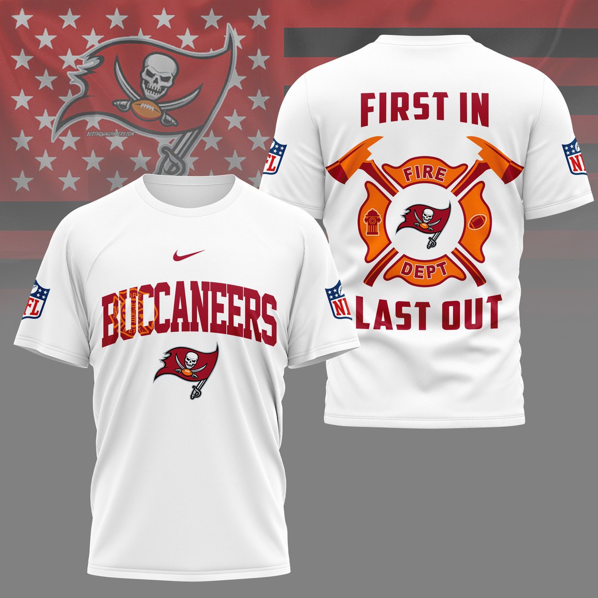 LIMITED EDITION - NEW CUSTOMIZED NFL10 TBB TAMPA BAY BUCCANEERS FIRE DEPT 3D SHIRT