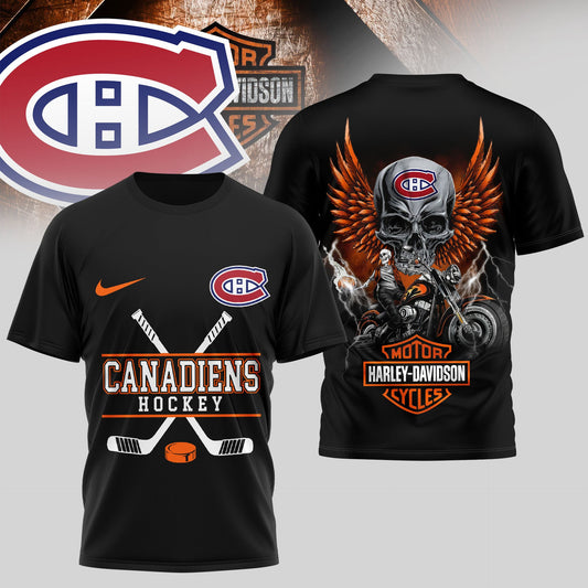 LIMITED EDITION - NEW CUSTOMIZED NHL11 MCD MONTREAL CANADIENS x HARLEY DAVIDSON UNISEX T-SHIRT
