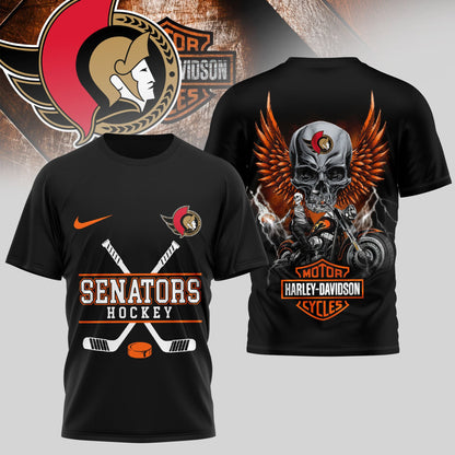 LIMITED EDITION - NEW CUSTOMIZED NHL29 OSN OTTAWA SENATORS x HARLEY DAVIDSON UNISEX T-SHIRT