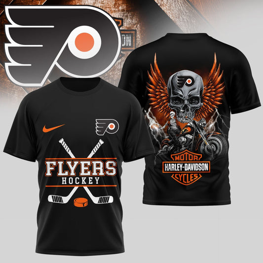 LIMITED EDITION - NEW CUSTOMIZED NHL27 PPF PHILADELPHIA FLYERS x HARLEY DAVIDSON UNISEX T-SHIRT